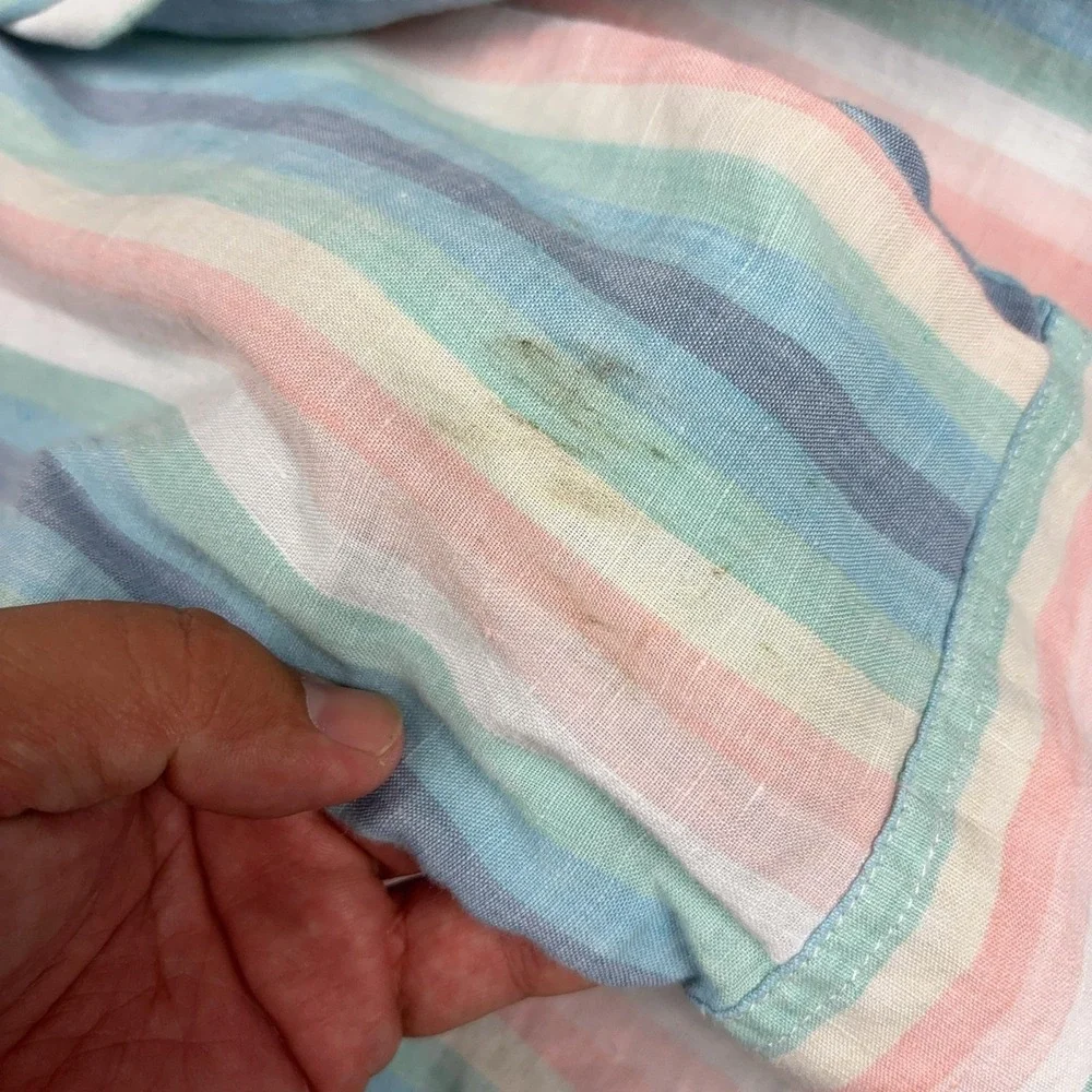 Tommy Bahama Shirt Mens Large Multicolor Striped Long Sleeve Linen Button Up